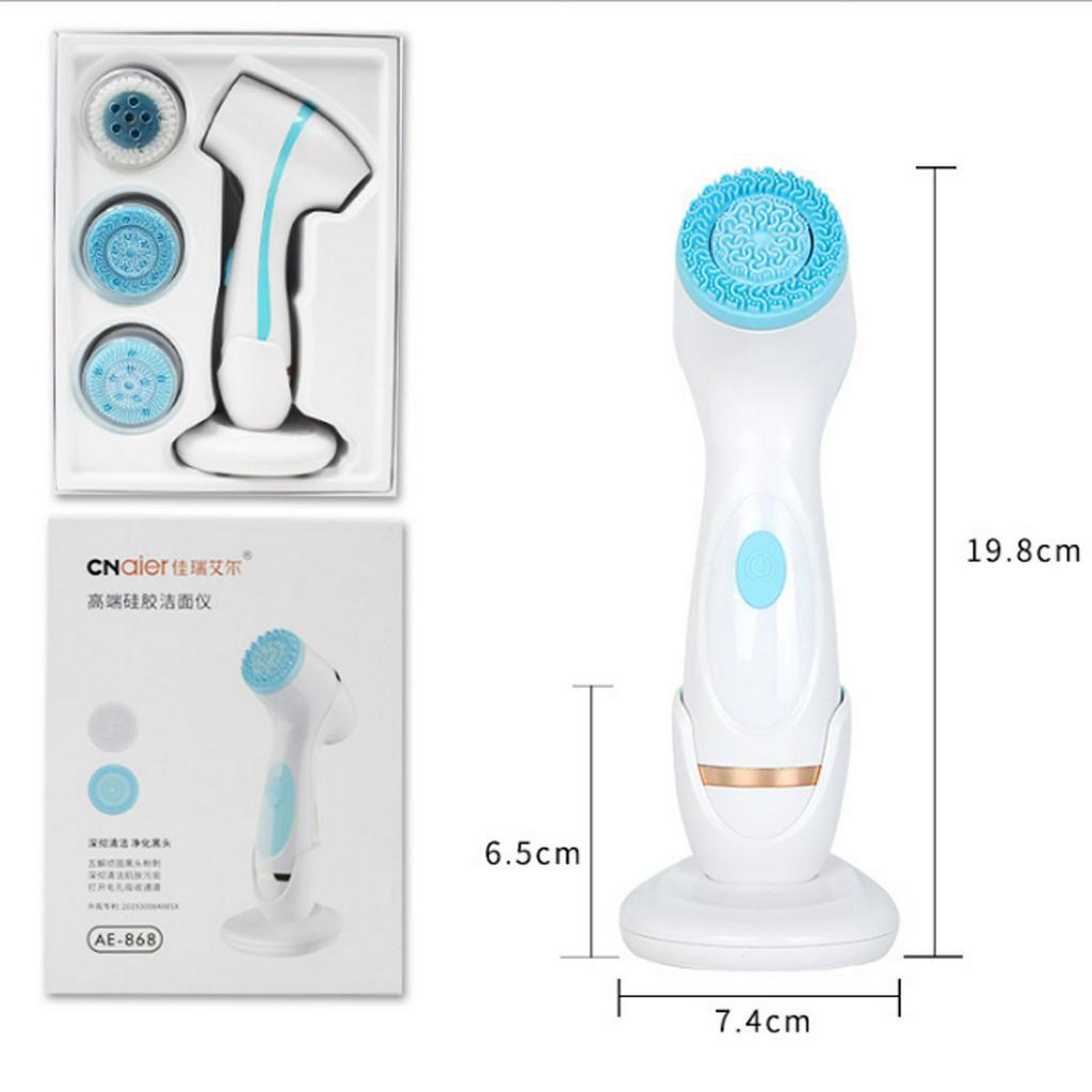2 Modes USB Rechargeable Face Washing Brush Device Frequency Silicone Facial Cleansing Brush Blackhead Removal Acne Cleanser Machine 3V