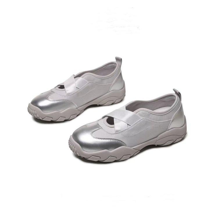 

2025 осень новые туфли-лодочки в китайском балетном стиле, женские новые популярные универсальные одинарные туфли, стиль с лентами, трендовый бренд ins 40 светло-серый