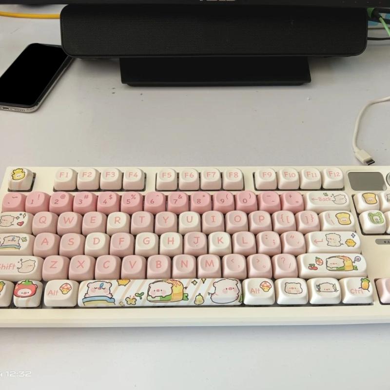 118 Tasten Pinkes Schwein Tastenkappen PBT Farbsublimation MOA Profil für Schalter Passend für 61/64/68/87/96/104/108 Tastatur Tastenkappen