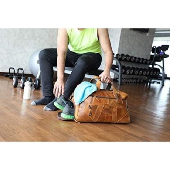 Skórzana Stylowa i Przestronna Torba Weekendowa Crazy dla Mężczyzn | Prawdziwa Skóra Bydlęca | Ręcznie Wykonana z Unikalnym Pikowaniem Projektanta