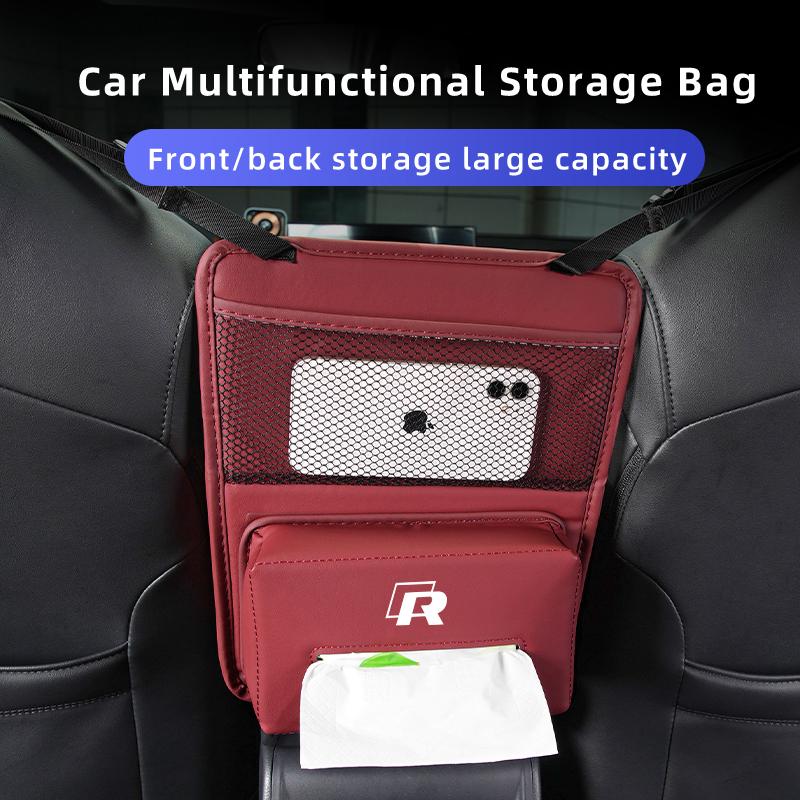 HIJK1 Emblems Car Seat Back Hanging Storage Bag Tissue Water Cup Holder For Volkswagen VW Mk6 CC B5 B6 B7 Golf 4 5 6 7 Scirocco Sagita