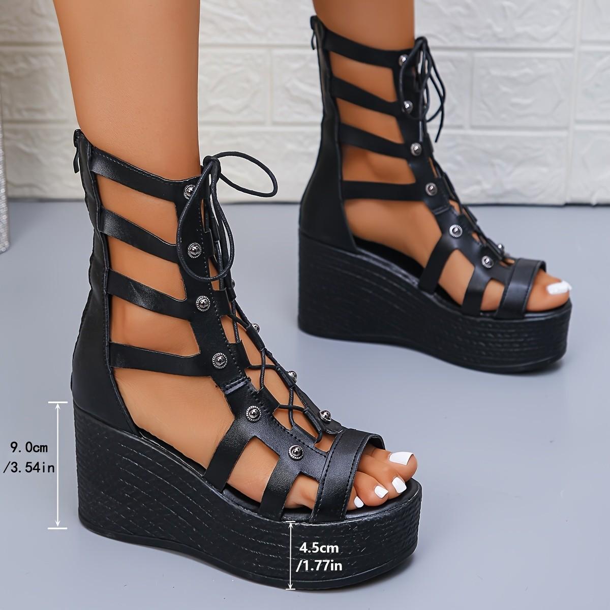 

Fashion New Hollow Casual Women s Sandals Open Toe Cross Strap Women s Wedge Summer Plus Size 43 Wedge Increase Roman Sandals 43 чёрный