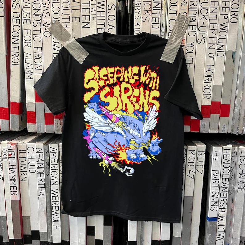 Sleeping With Sirens band artwork black T-shirt Unisex All sizes XA993 Unisex T-Shirt XXXL