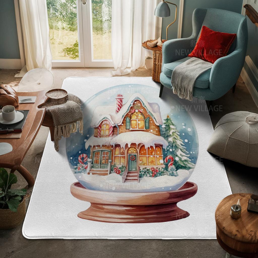House Entrance Carpet Home Door Mat Living Room Bath Foot Bathroom Non-slip Water Absorption Rugs Bath Merry Christmas Winter