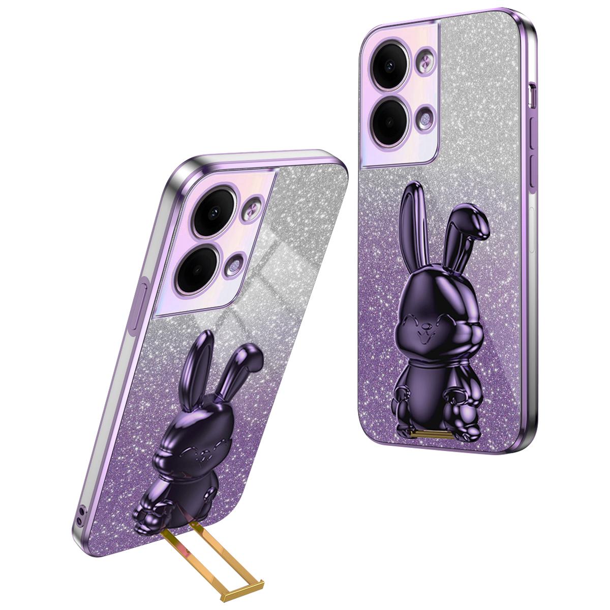 

For Oppo Reno9 5G/Reno9 Pro 5G Cellphone Case Pull-out Kickstand PC+TPU Electroplating Cover Purple