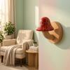 Wooden Mushroom Hook with Backplate Nature-Themed Crackle-Finish Wall