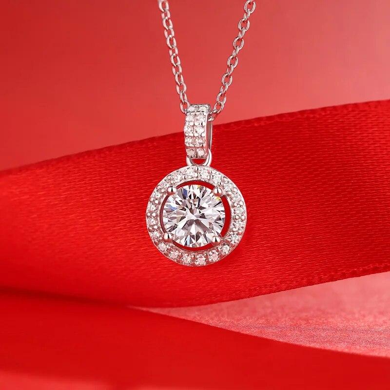 D color 5 Carat Real Moissanite Necklace 925 Sterling Silver Wedding Pendant For Women Top Grade Jewelry