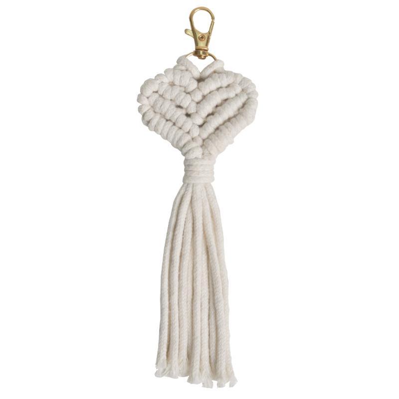 1Pcs Cute Car Keyring Handmade Macrame Heart Shaped Pendant Keychains For Women Wedding Gift
