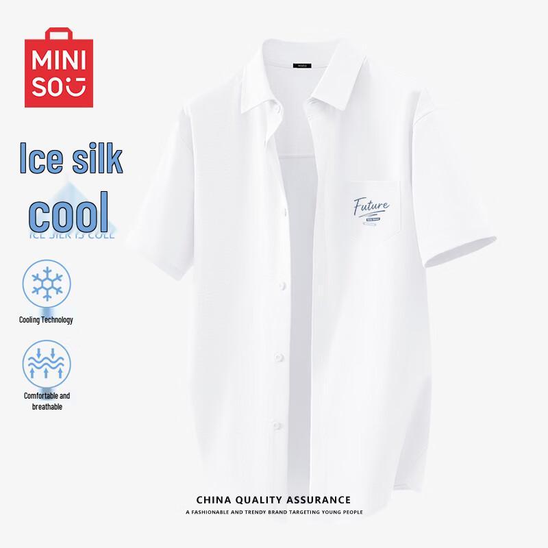 MINISO Men s Ice Silk Cool Short Sleeve Casual Shirt 2XL