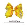 Yellow Baseball Print Glitter Ribbon Bow Hair Clip for Sports