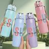 1PC Colorful Jesus Letter Design 750ml Color Plastic Sports Water Bottle Leakproof Flip Straw Lid Suitable for Sports Office Home Use