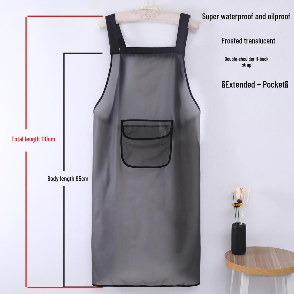 Waterproof Oil-Proof Semi-Transparent TPU Cooking Apron for Adults - Soft Leather, Hand Wiping, and Extended Coverage for Dishwashing.
