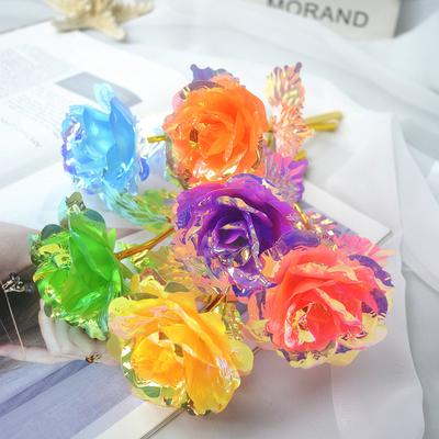 Flores Coloridas de Papel Dorado Color Macarrón Rosa Día de San Valentín Flores de Cristal Regalos Flores Artificiales Para Decoración del Hogar