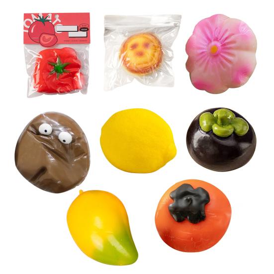 Tomato Squeeze Toy Stress Relief Persimmon Mangosteen Mango Lemon Squeeze Sensory Fidget Toy Slow Rising Stress Ball