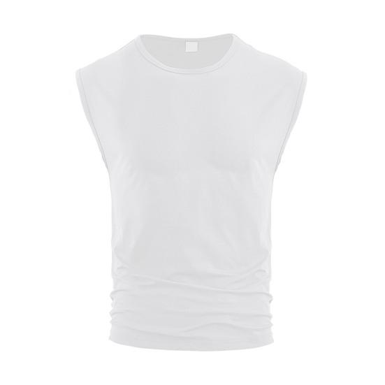 

Men Vest Round Neck Sleeveless Pure Color Summer Sport Vest Quick-Drying Outdoor Running Fitness Tank Tops Daily Wear S белый