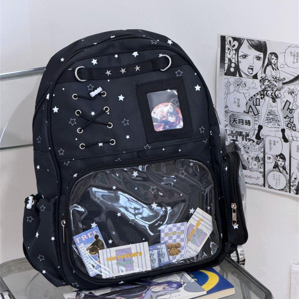 Transparenter Rucksack mit Sternenmuster Lolita Schülertasche Mode Transparente Ita Tasche Mädchen