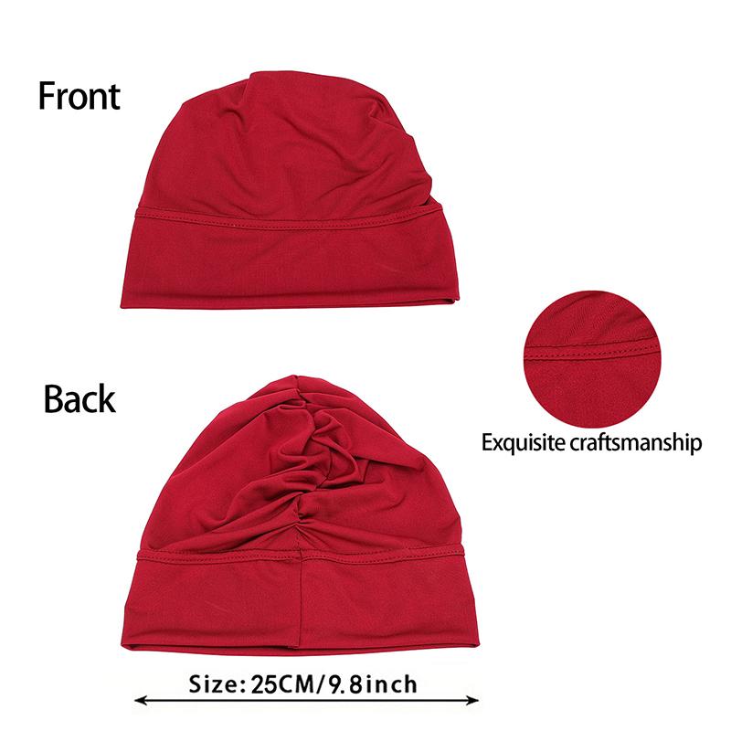 Solid Color Turban Ethnic Style Elastic Ribbon Head Scarf For Women Girls Beanie Hat Head Scarf Hair Accessories