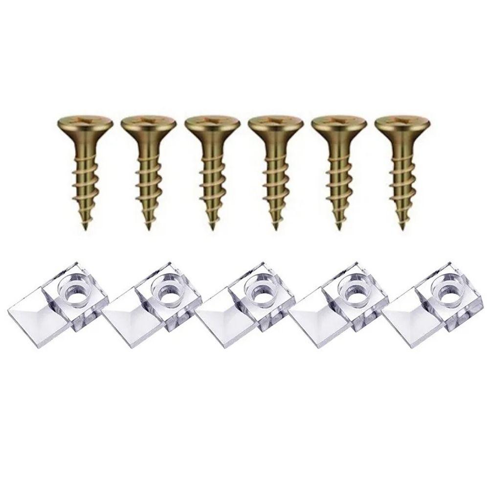 100Pcs with Screws Glass Fixing Clip Kit Plastic Mirror Holder Clip  for Fixing Glass