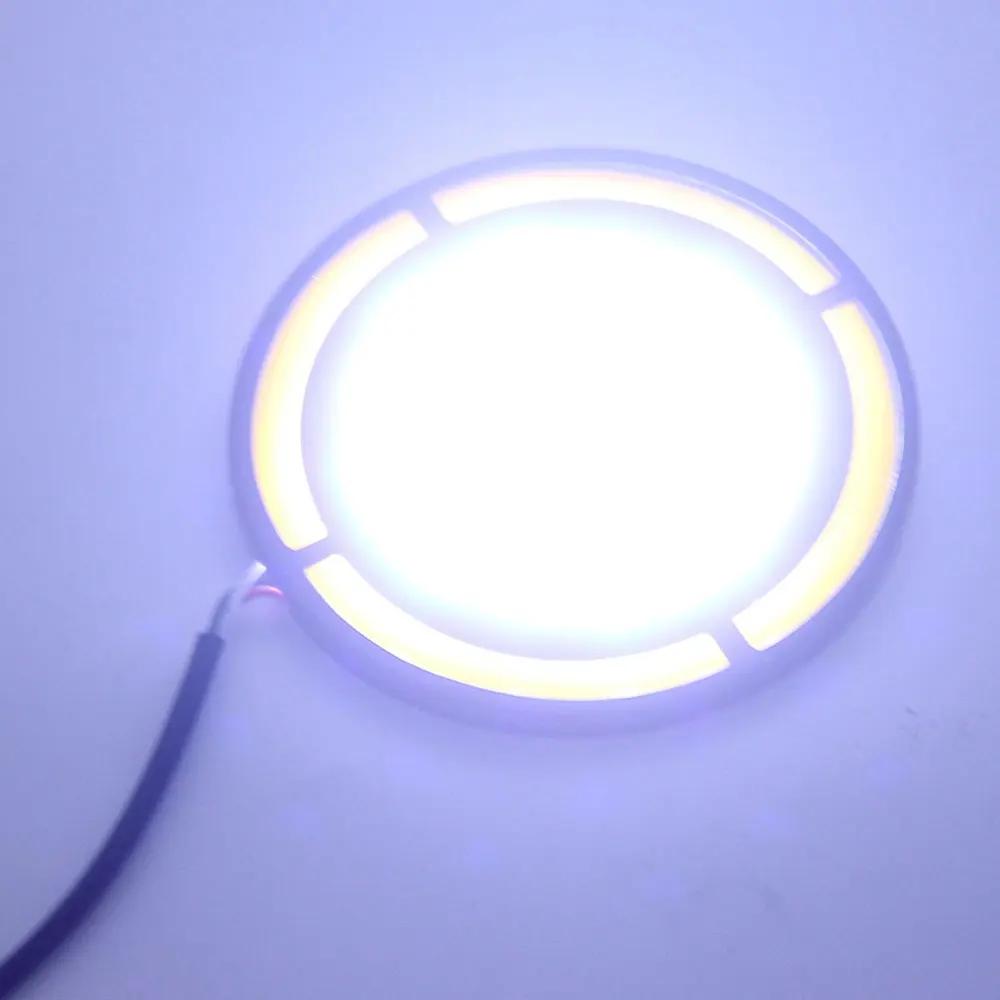 

2 шт. алюминиевая плата 73 мм DC12V круглая COB дневные ходовые огни двухцветные светодиодные сигнальные лампы для автомобиля внешние аксессуары