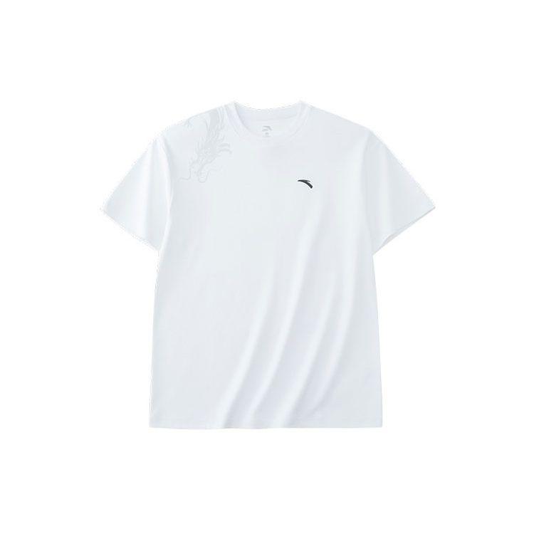 Anta Animal Pattern Drop Shoulder Sports T-Shirt Unisex Tops White 962228190-1