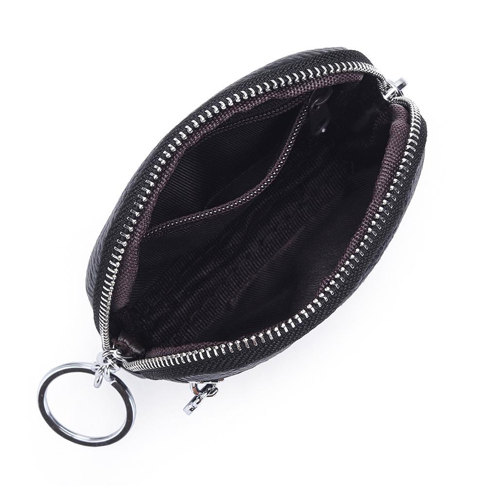 Women's Genuine Leather Mini Coin Purse with Zipper - Compact Storage for Driver's License, Lipstick, and Earphones.