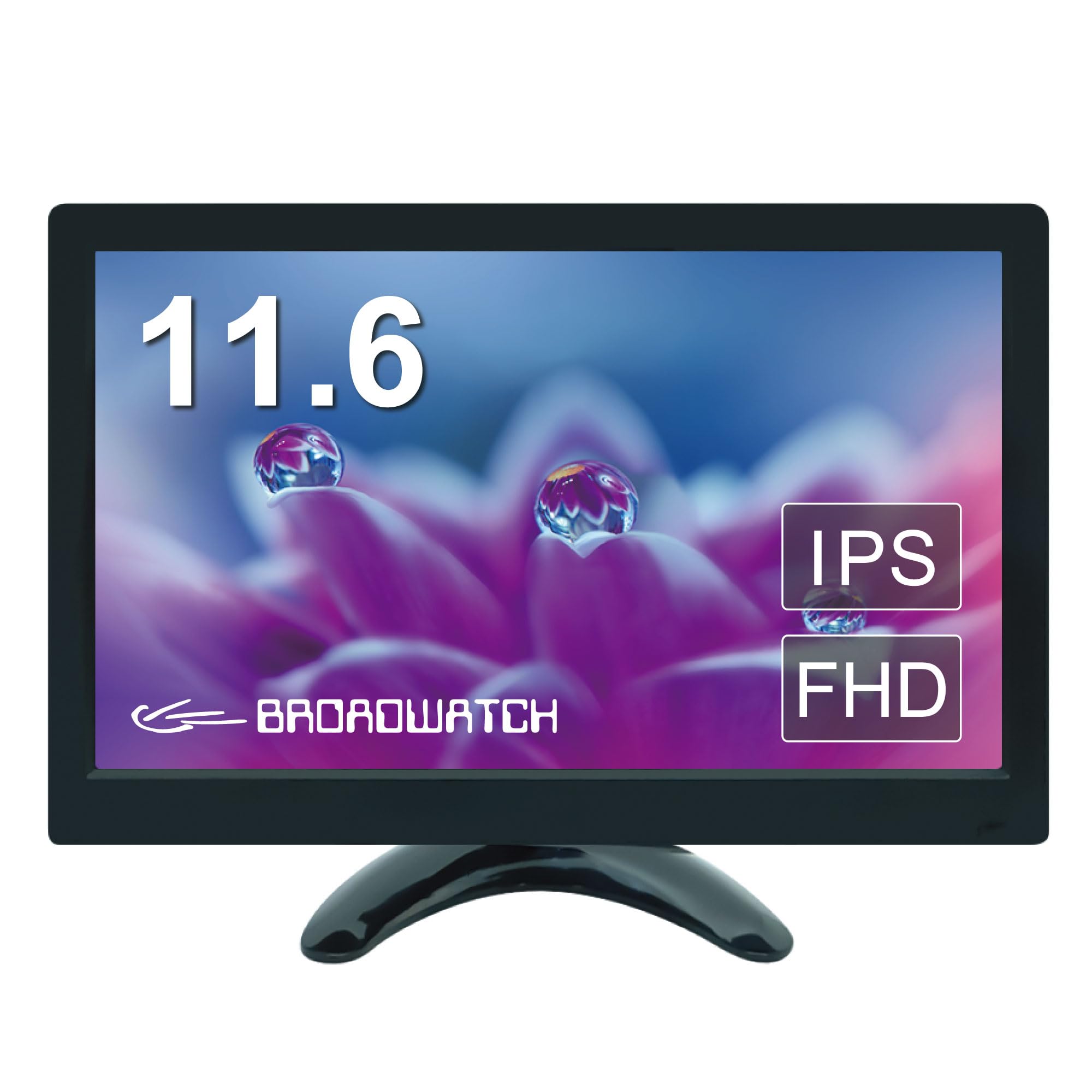 

Broadwatch Portable Monitor Inch 1920 x 1080PFHD HDMI VGA VESA Compatible Stereo Office Telework PC Gaming LCD Monitor Display Small Mini Monitor Wall