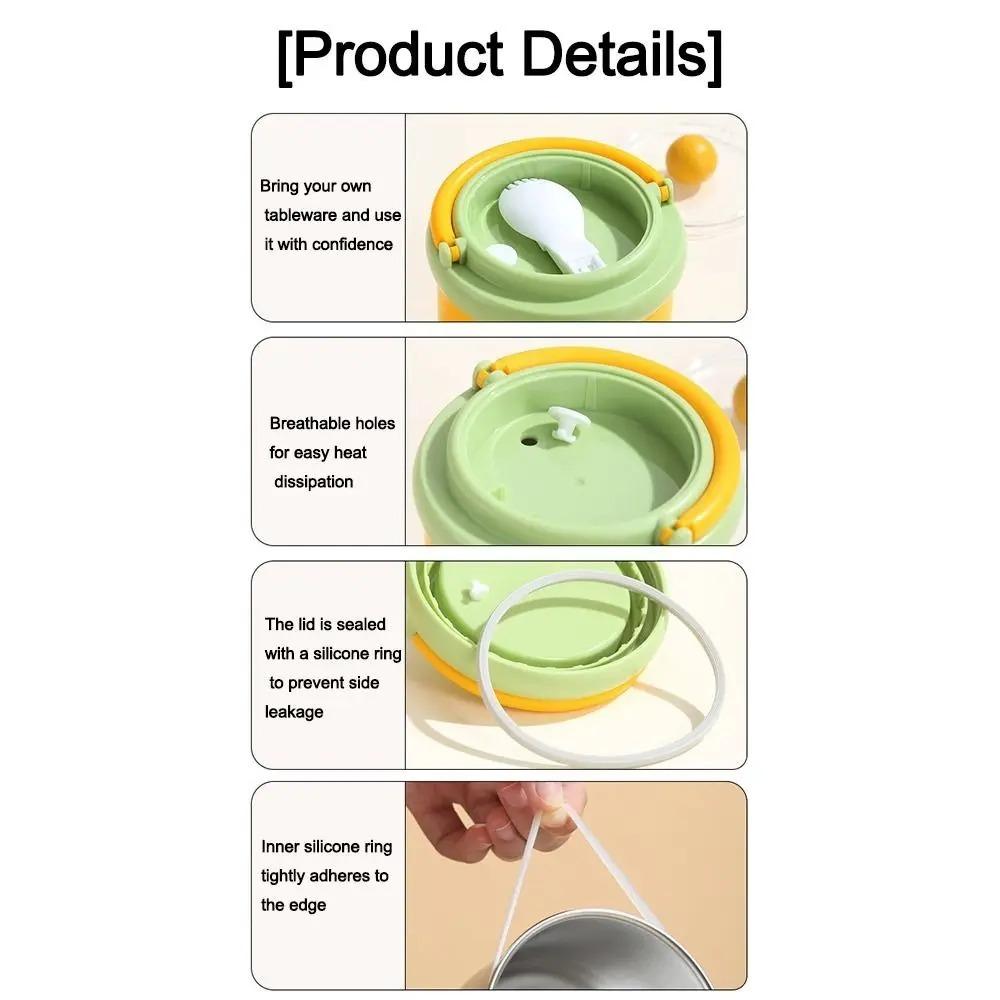 500/600ml Soup Cup Stainless Steel Sealed Bowl Milk Containers  For Breakfast Oat Milk Fruit Salad