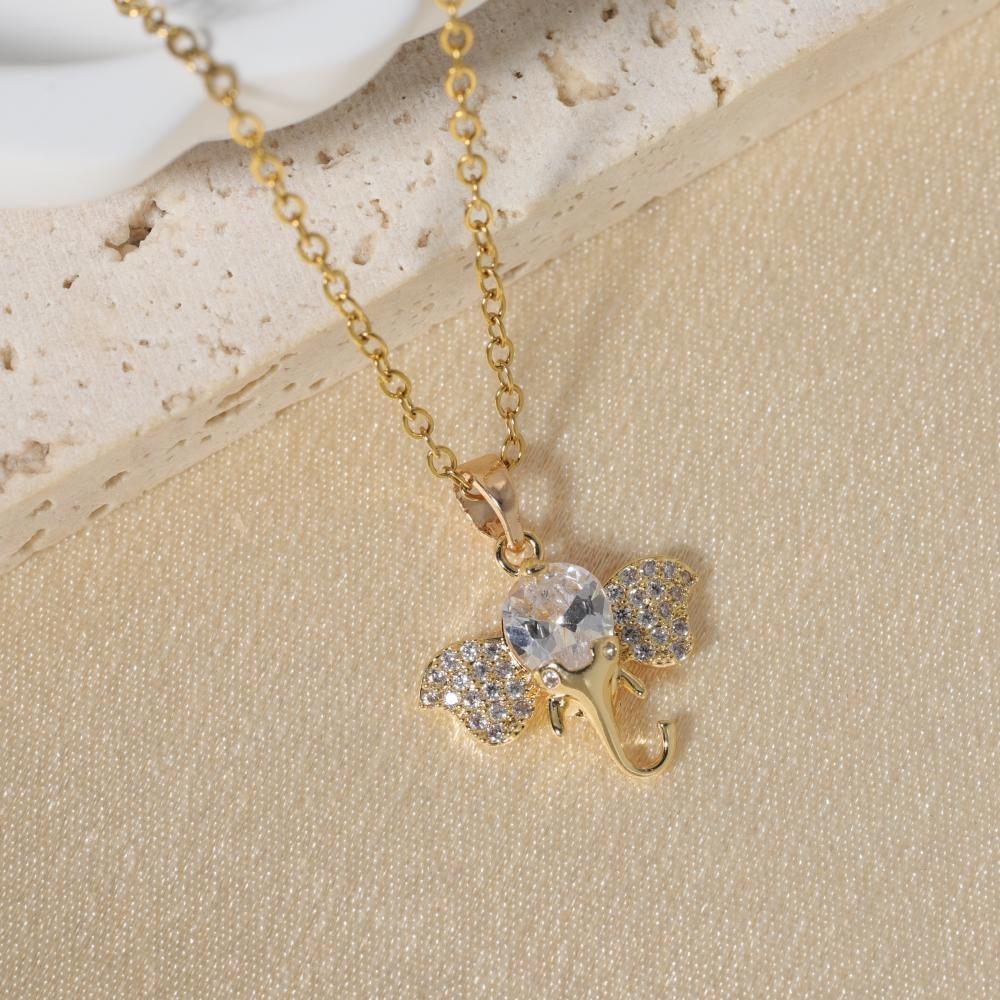 Einfache Elefantenanhänger-Halsketten für Damen Zirkonia-Halskette Hochzeitsparty-Schmuck-Accessoires