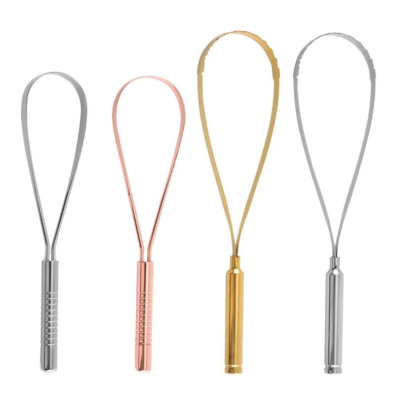 Stainless Steel Single-Handle Tongue Scraper for Oral Hygiene
