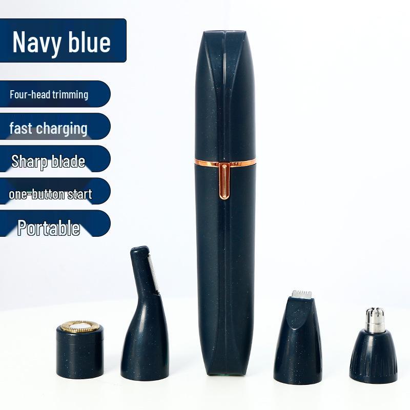 Unisex 4-in-1 Electric Grooming Kit: Eyebrow & Nose Hair Trimmer, Razor, Epilator