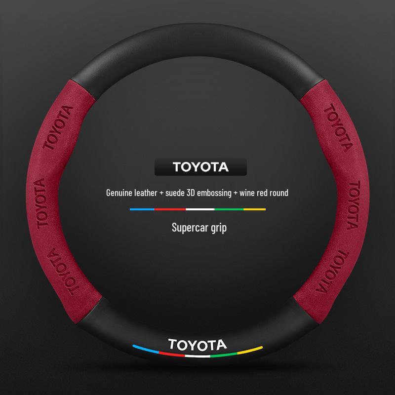 Toyota Avalon Steering Wheel Cover 2019-2024, Carbon Fiber Genuine Leather, Ultra-Thin, All-Season Universal Fit