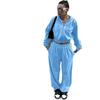 Womens Street Style Tracksuit Long Sleeve Zip Up Hoodie Elastic Waist Pants Two Piece Set
