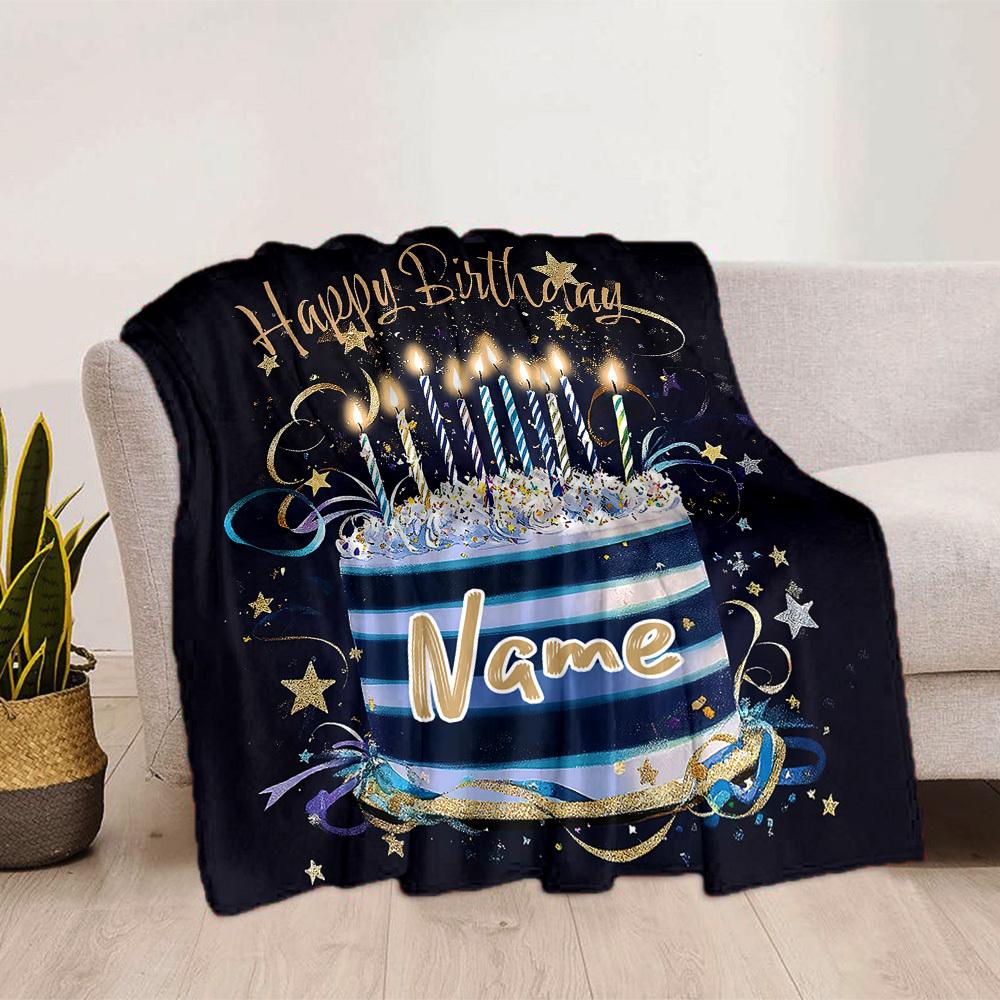 Happy Birthday Home Customize Your Name Blankets Comfortable Soft Lightweight Allseason Multipurpose Blanket For Picnic Sofa Office Bed Living Room