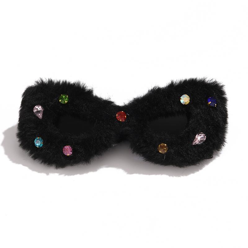 

New Fashion Diamond Sunglasses Plush Decorative Sun Glasses Personalized Cat Eye Glasses Concave Shape Versatile Female pictures show