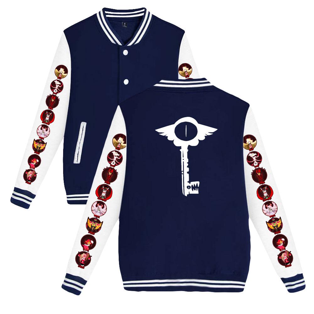 Unisex mode voor fans van Hazbin Hotel bedrukt honkbalsweatshirt dames heren outdoor sportjassen