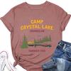 Summer New Womens Shortsleeved Tshirt Camp Crystal Lake Counselor Printed Loose Round Neck Casual Top with All Fashion Pullov