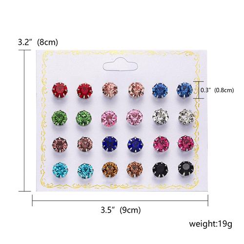 Rinhoo 12pairs Crystal Simulated Pearl Earrings Sets For Women Colorful Round Ear Stud Earrings Wedding Jewelry Box Earrings
