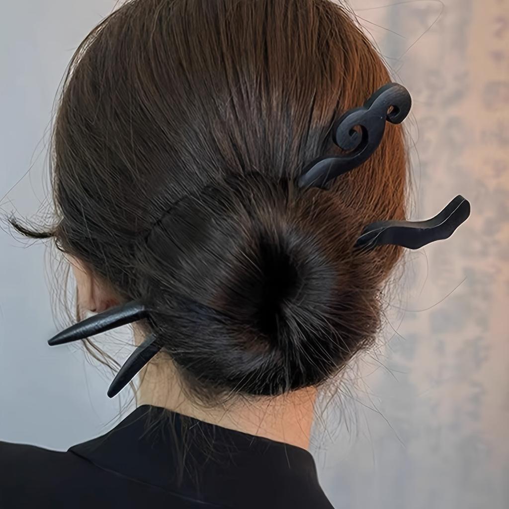 1pc Vintage Chinese Style Hair Accessory Wooden Sandalwood Hair Stick Disc Hair Tools Simple Women's Hair Accessory Hair Needle