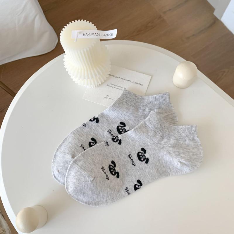 Frühling Sommer Dünne Damen Kurze Socken Polka Dots Niedliche Cartoon Wursthund Stickerei Bootssocken Reine Baumwolle Kurz Trendige Socken