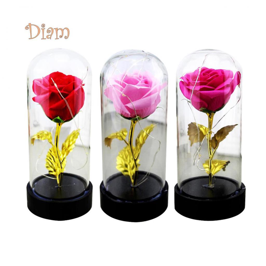 CO&LO Artificial Rose Flower LED Glass Bottle Lamp Night Artificial Rose Led Glass Bottle Lamp Night Light Home
