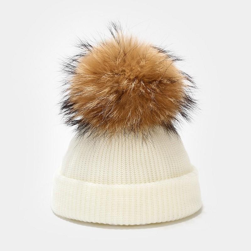 Knitted Hat For Kids Winter Warmth With Plush Ball Decoration For Outdoor Play