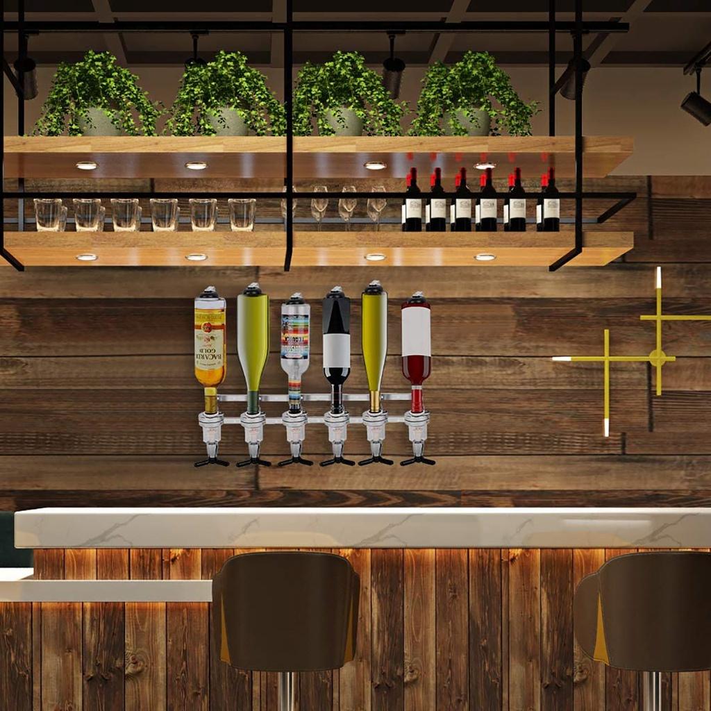 NEW Wall Mounted Cocktail Shaker Stand 4/6 Bottle Liquor Dispenser Wine Beer Alcohol Bar Beverage Dispenser Cocktail Alcohol