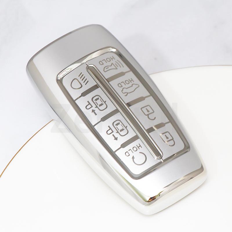 Soft Tpu Car Key Case For Genesis Keyless Fob Cover Keychain 8 Buttons Accessories For Hyundai Gv80 Gv90 G70 G80 G90 Gv70