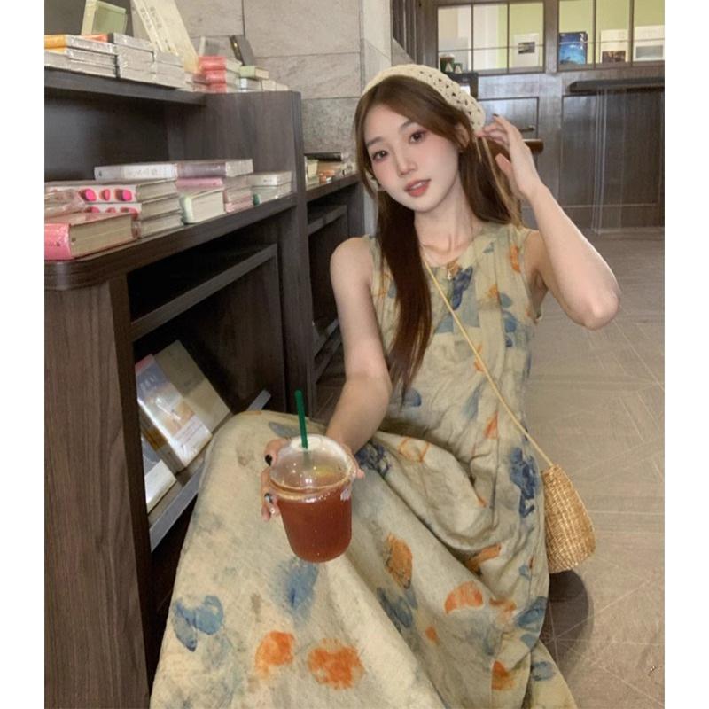 Ink Wash Painting Vest Dress - Retro Artistic Style for 2026 Spring/Summer Collection