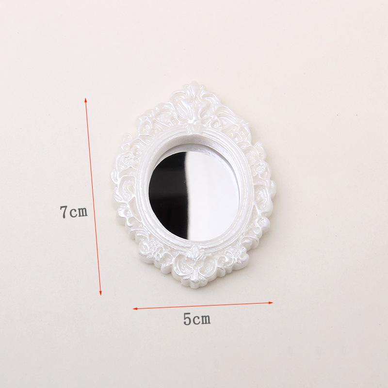 Miniature Dollhouse Classical Carved Gold & Silver Mirror Decoration Model