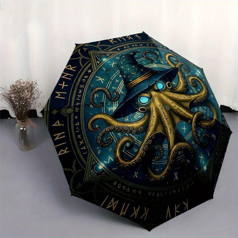 Magical Octopus Wizard Hat: Mystical Fantasy Accessory Umbrella, Portable 3-Fold Compact Umbrella for Men & Women R158
