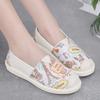 Fashion Breathable Shoes Slip-on Espadrilles For Women Tennis Slip On Summer New Graffiti Canvas Fabric Slip On Shoes For Women Espadril