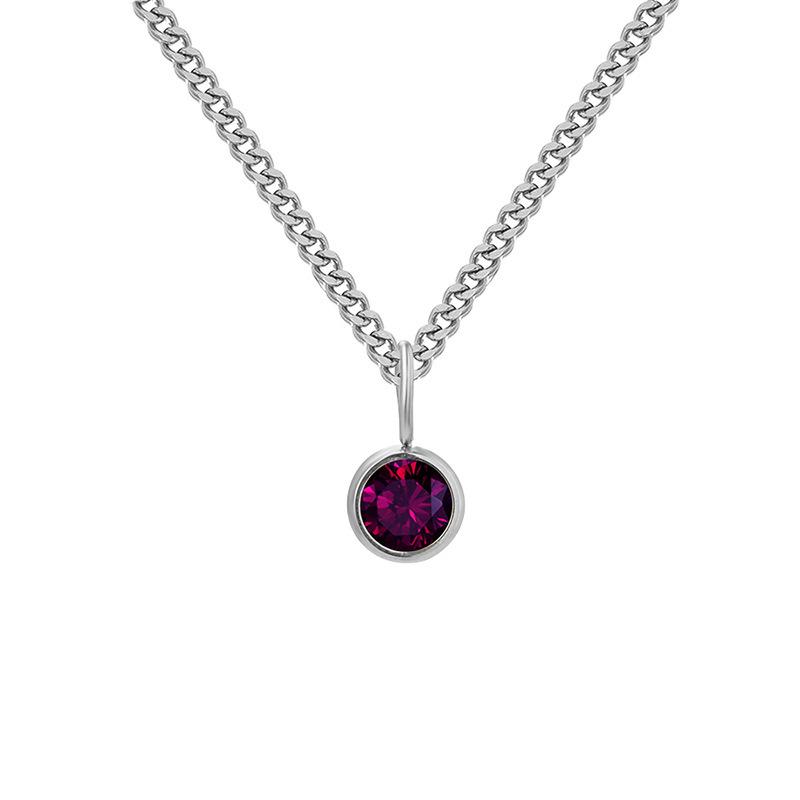 Cross Stainless Steel Birthstone Pendant Necklace with Cuban Chain