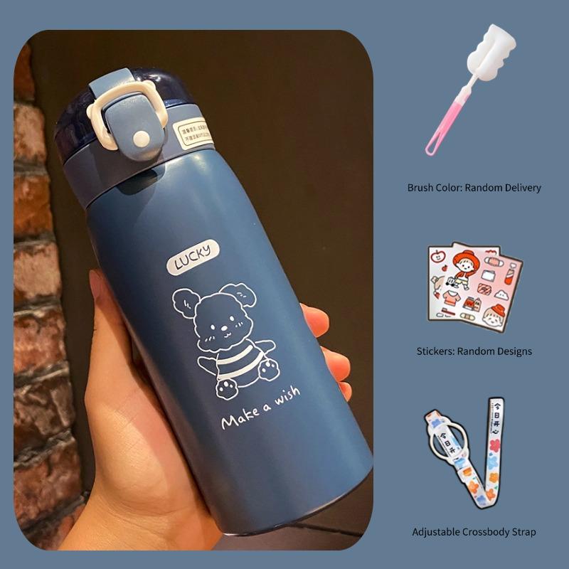 350ml Kids Thermo Bottle Cute Children's Thermal Water Bottle Stainless Steel Straw Thermos Mug Cartoon Leak-Proof Vacuum Flask