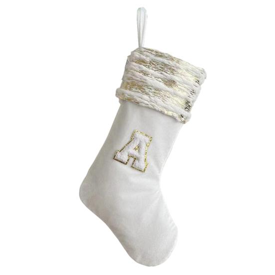 Brodert julestrømpe med snor med stor kapasitet Slitebestandig julebrevsokker hengende dekorasjon